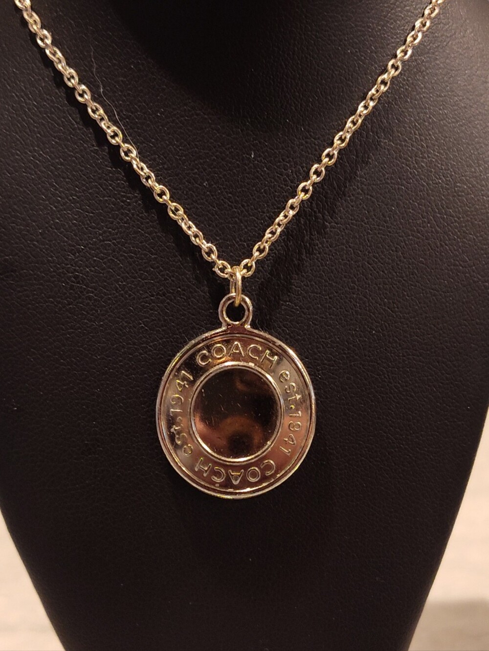 Coach Gold-Tone Circular Logo Disc Necklace
